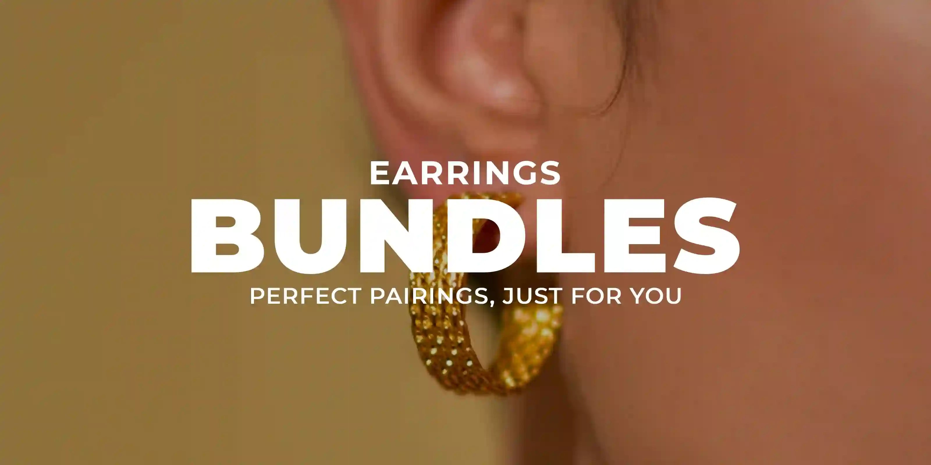 woman wearing 18k Gold Plated Earrings Bundles showcasing textured gold hoop earrings