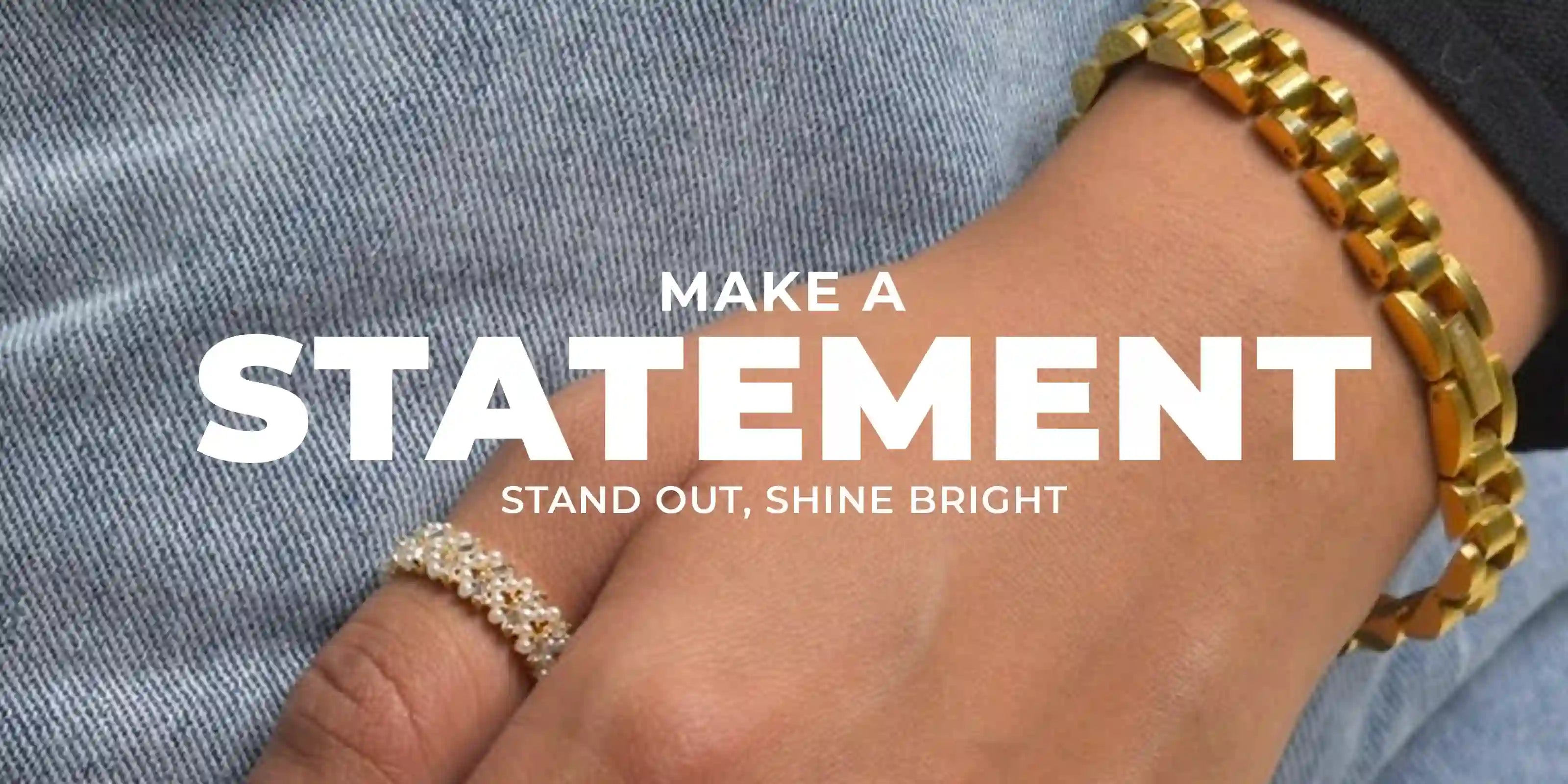 Make a statement with our stunning 18k gold plated jewelry—Made of Waterproof Stainless steel for durability and luxury and confidence.