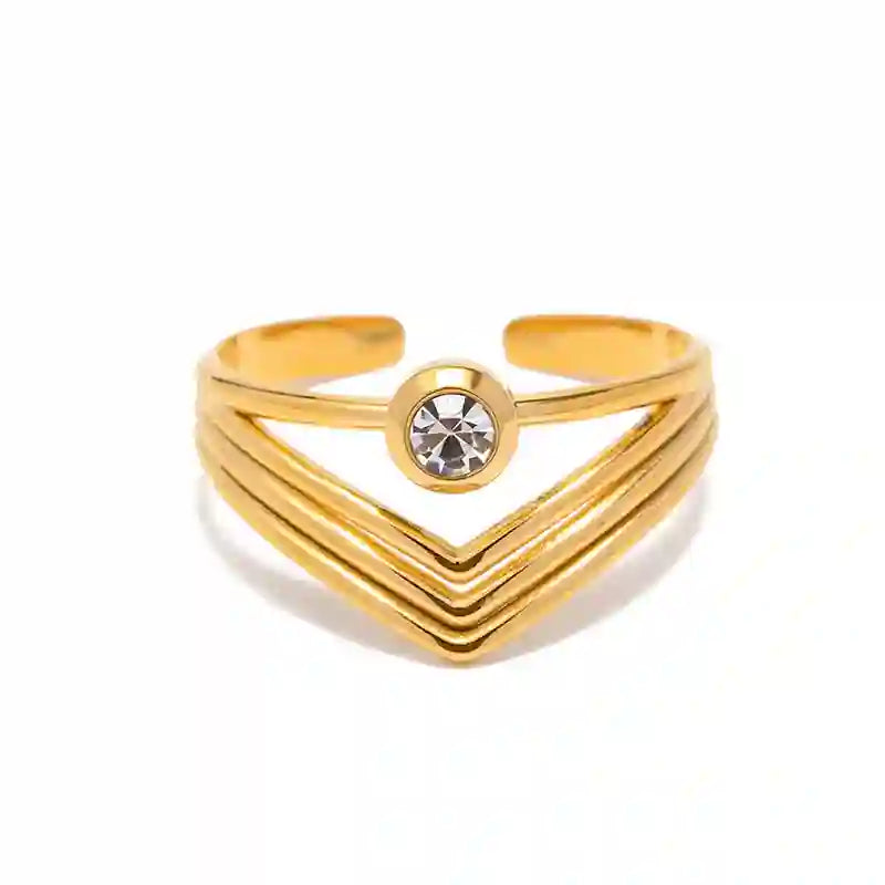 Buy V Shape Ring - Aurelith 18k Gold Plated Online at Mithra and Co.