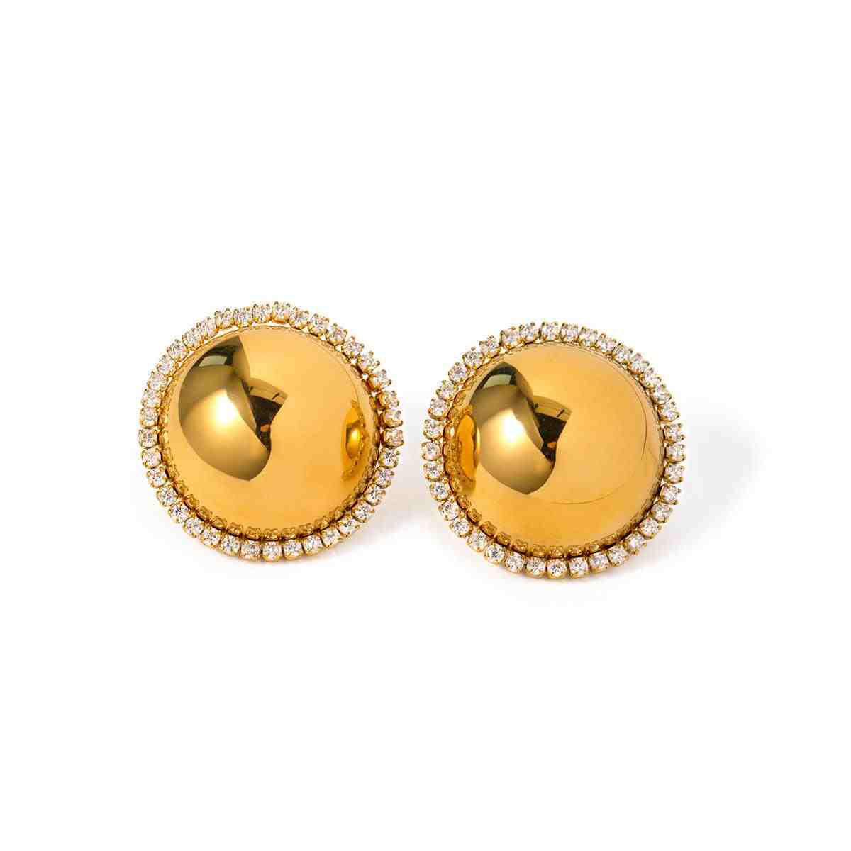 Gold Circular Earrings - Pizzaz. 18k gold plated. Buy Online at Mithra and Co.