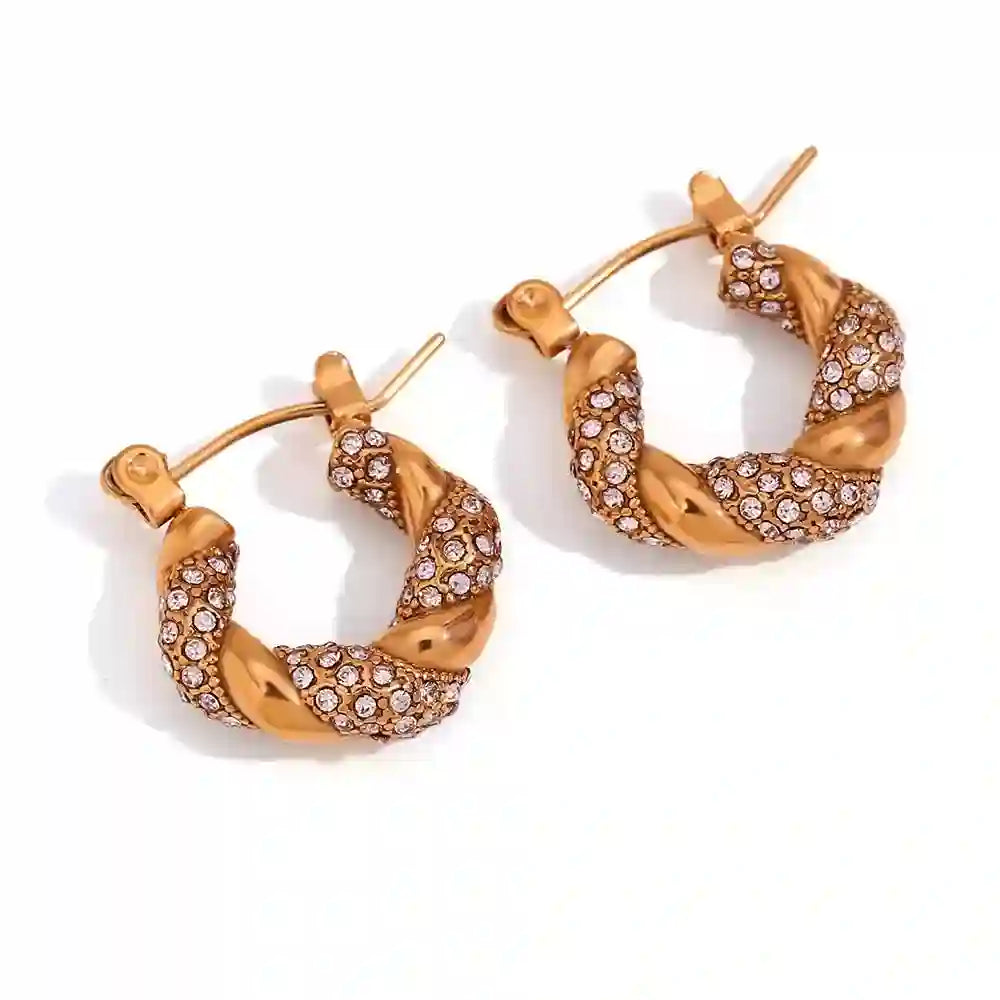 Buy Donna Mini - Twisted Rope Hoop Earrings. 18k Gold Plated at Mithra and Co.