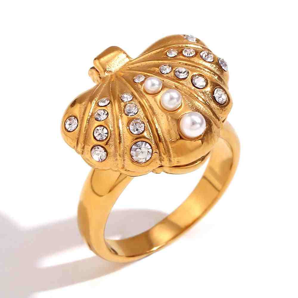 Pearlora - Buy 18k Gold plated Shell Pearl Ring Online at Mithra and Co.