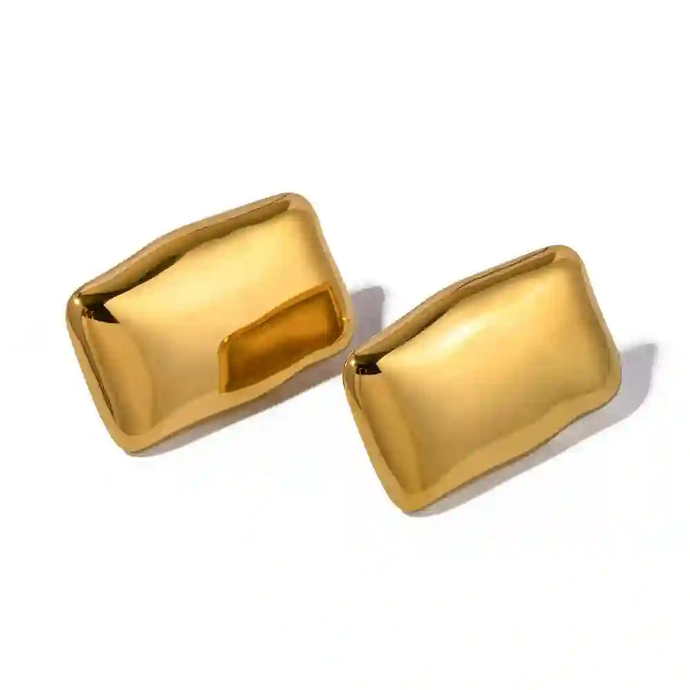 Buy 18k Gold Plated Rectangular Stud Earrings - Pharaoh Gold Online at Mithra and Co.