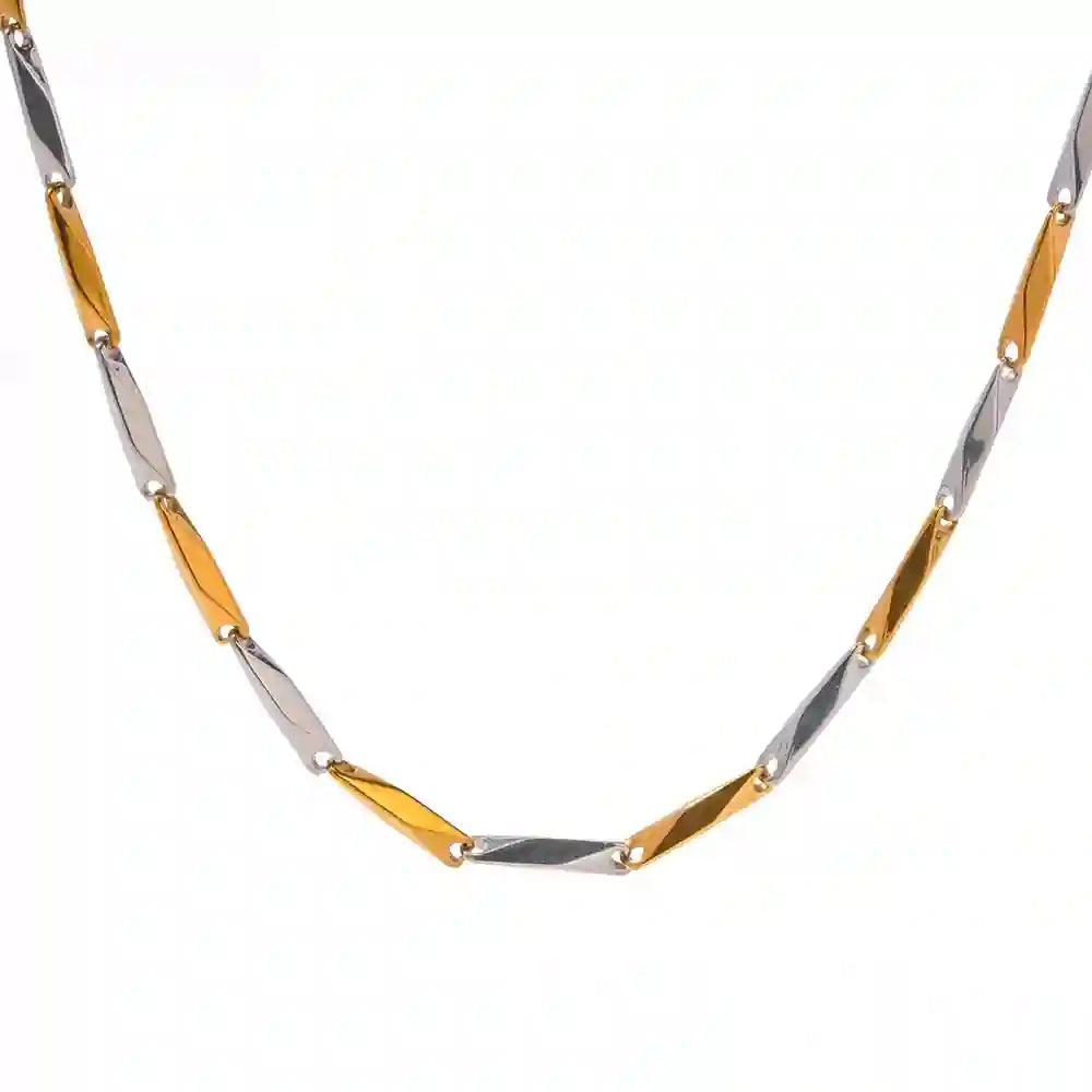 Buy Bar and Link Chain 18k Gold an Silver plated Necklace at Mithra and Co.