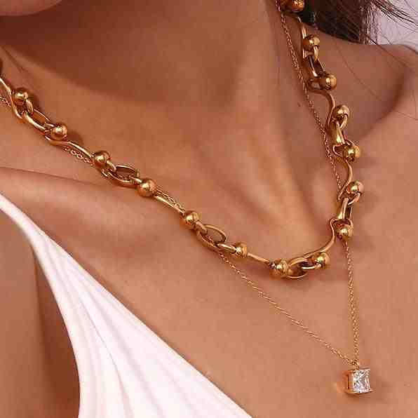 Crushed ice square necklace