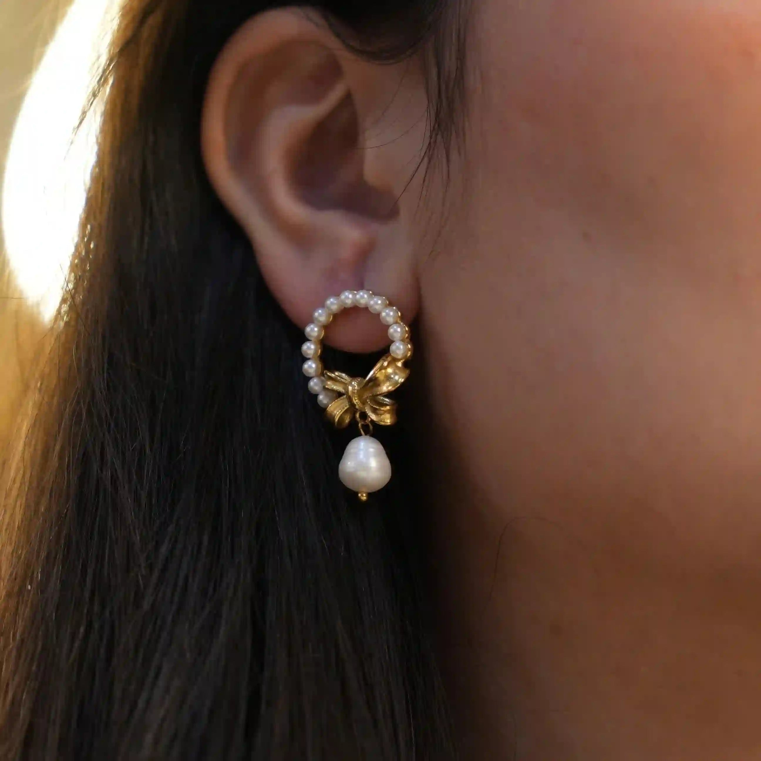18k Gold plated Dahlia Earring Shop Online - Mithra and Co