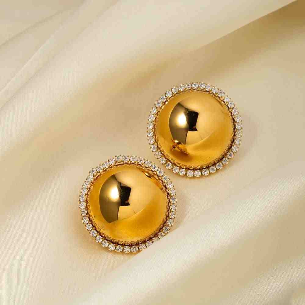 Gold Circular Earrings. 18k gold plated Pizza Earrings. Shop Online at Mithra and Co.