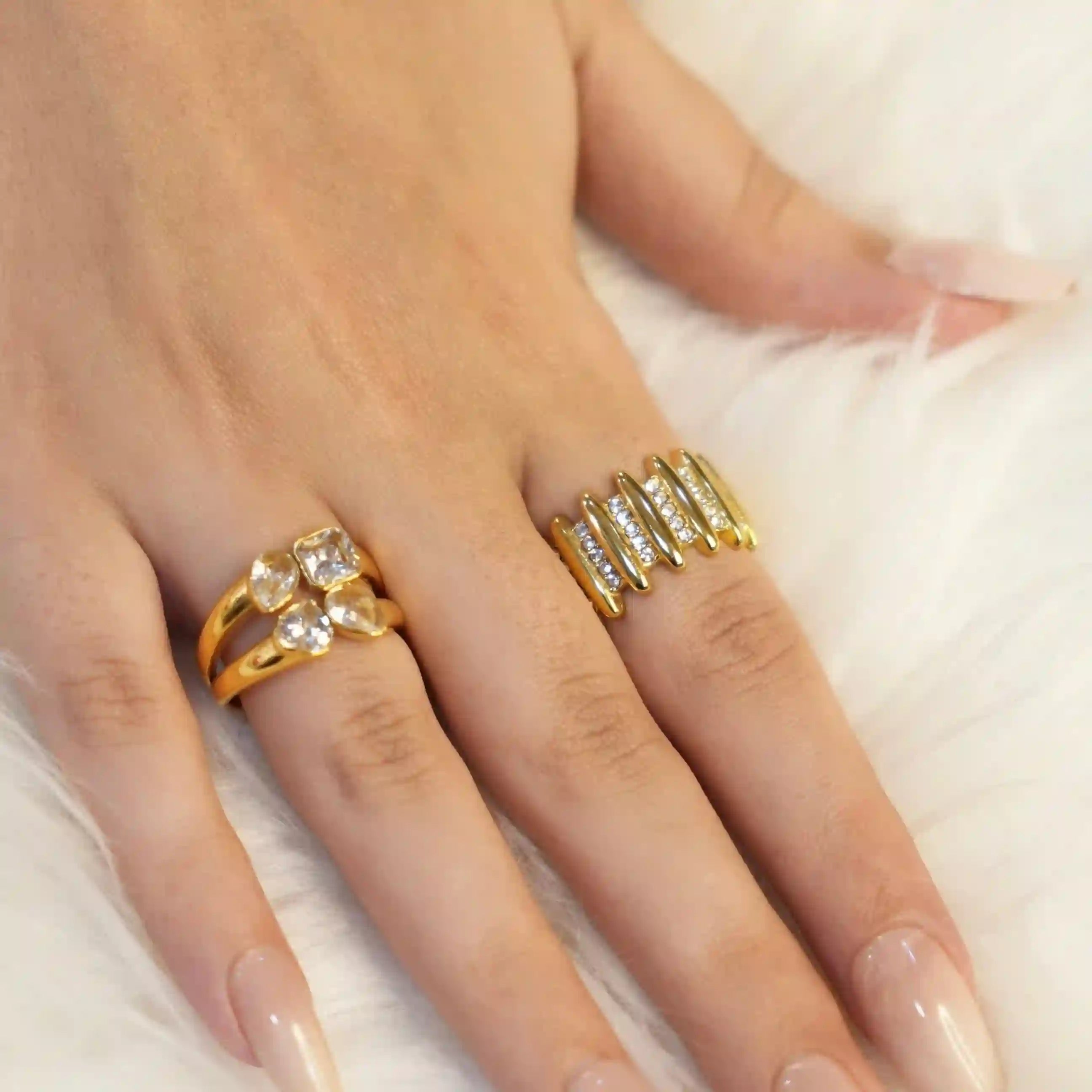 GIrl Wearing Gold plated Rings - Buy Now.