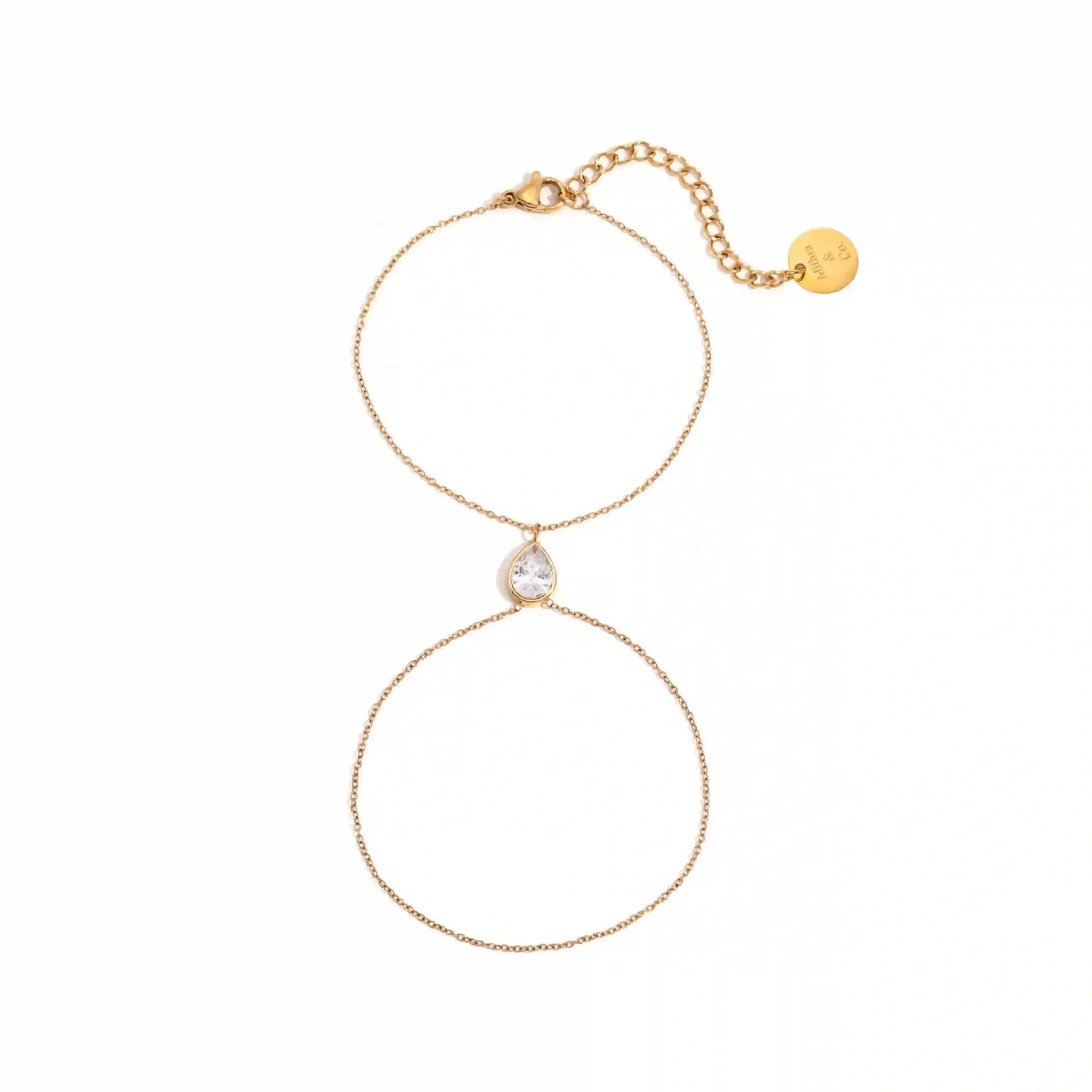 Seraphina - 18k Gold PLated. Hand Chain Ring Bracelet. Shop Online at Mithra and Co.