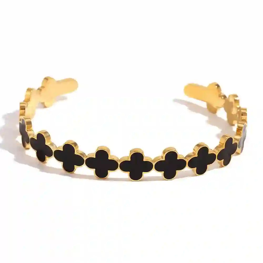 Shop Gold Plated Cuff bangle - Ebony Black Online at Mithra and Co.