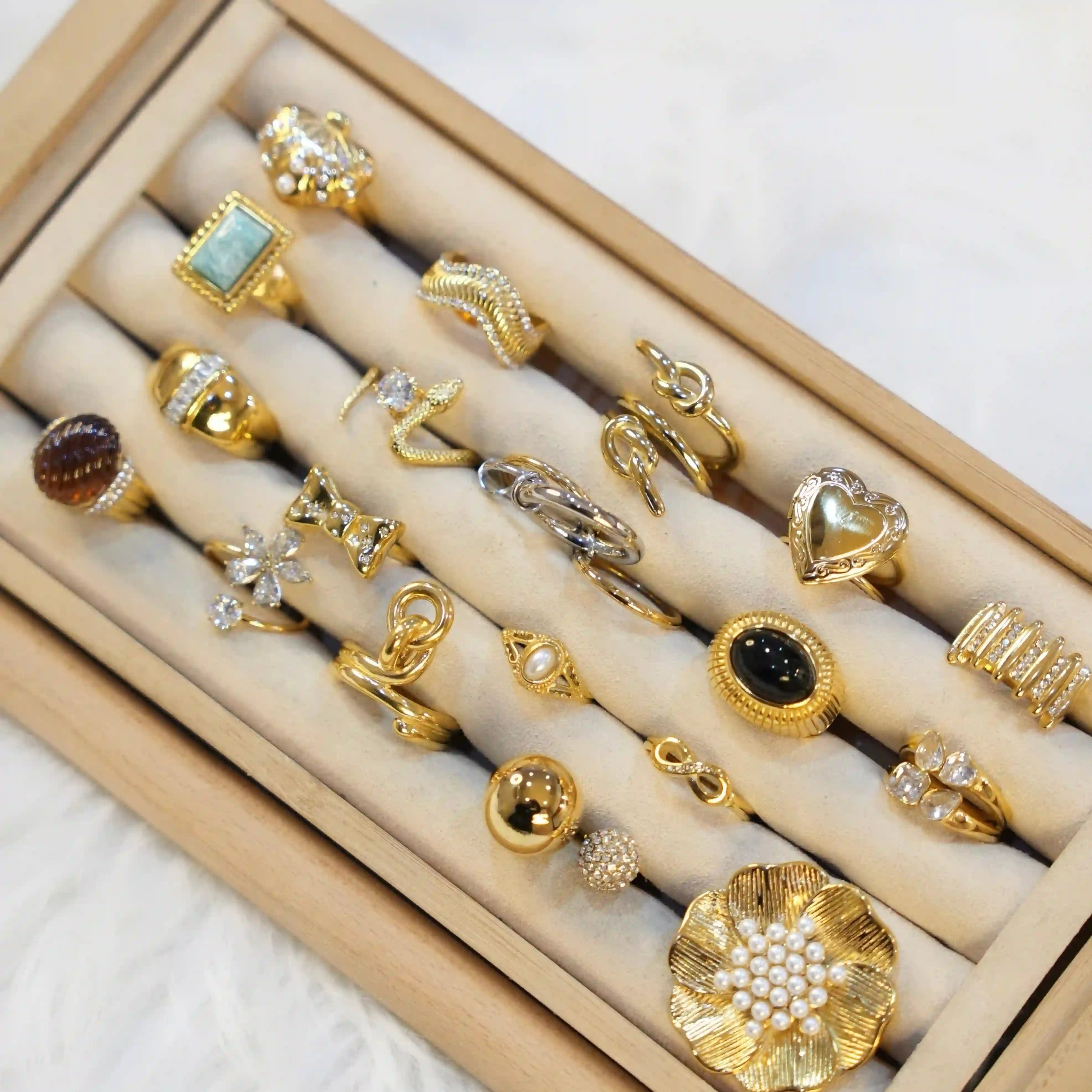 Shop 18k Gold Plated rings Online at Mithra and Co.