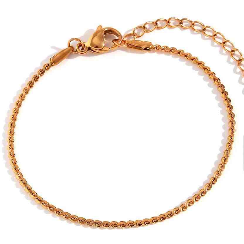 Shop 18k Gold Plated thin S Chain Bracelet - Cici Online at Mithra and Co.