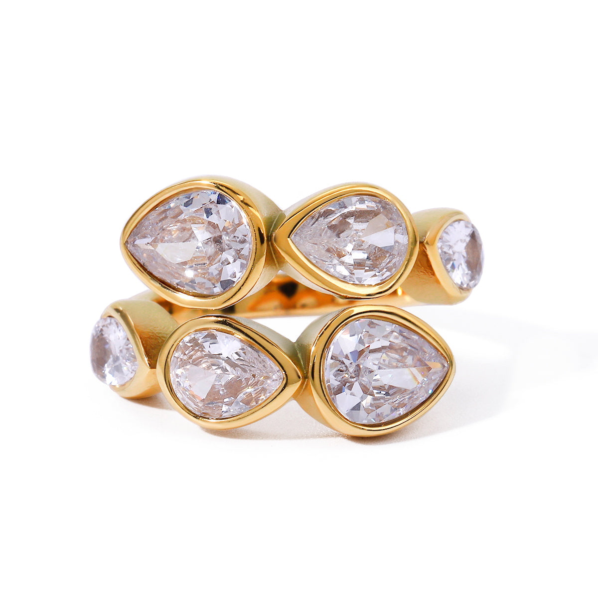 Shop Engagement Ring Cubic Zirconia - Celestia. 18k Gold Plated at Mithra and Co.