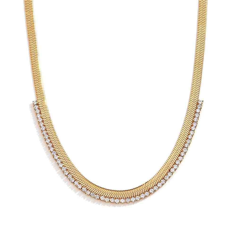 Gold Plated Herringbone Necklace Serenade. Shop at Mithra and Co.