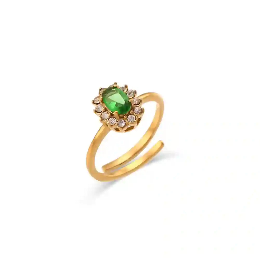 Buy Oval Gemstone Ring Prasino - 18k Gold Plated at Mithra and Co.