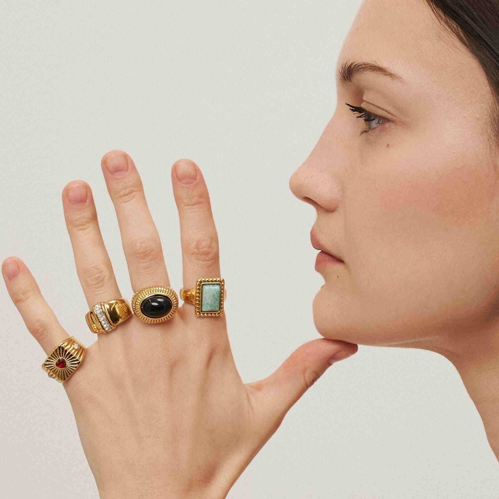 Girl wearing rings Buy Online at mithr and Co.