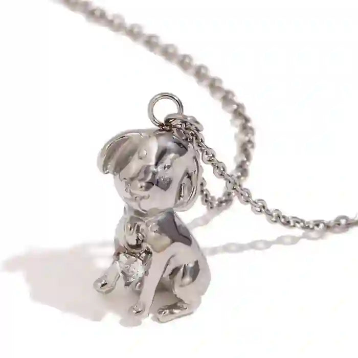 Puppy Pendant - Shop Silver Plated Necklace Online at Mithra and Co.