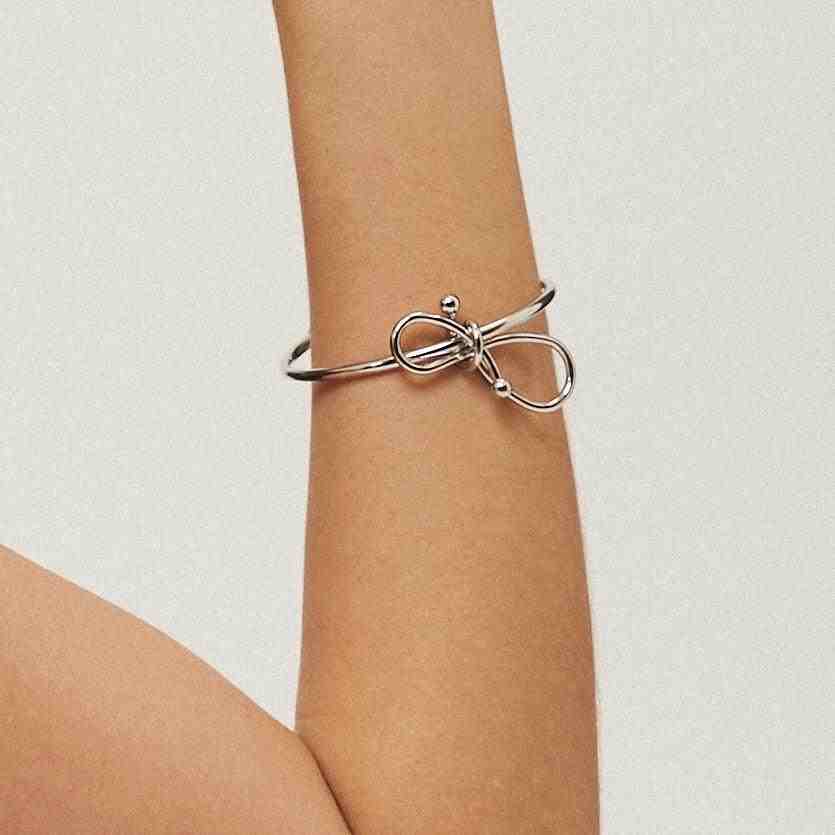 Girl wearing 925 silver plated Cuff Bracelet: Buy Now.