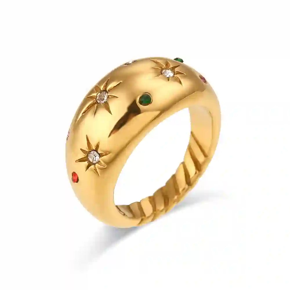 Buy Nysera - 18k Gold Plated Star Dome Ring at Mithra and Co.