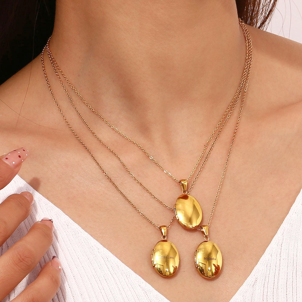 18k Gold plated Custom Gold Pendant – Personalized with Laser Engraving Shop Online - Mithra & Co