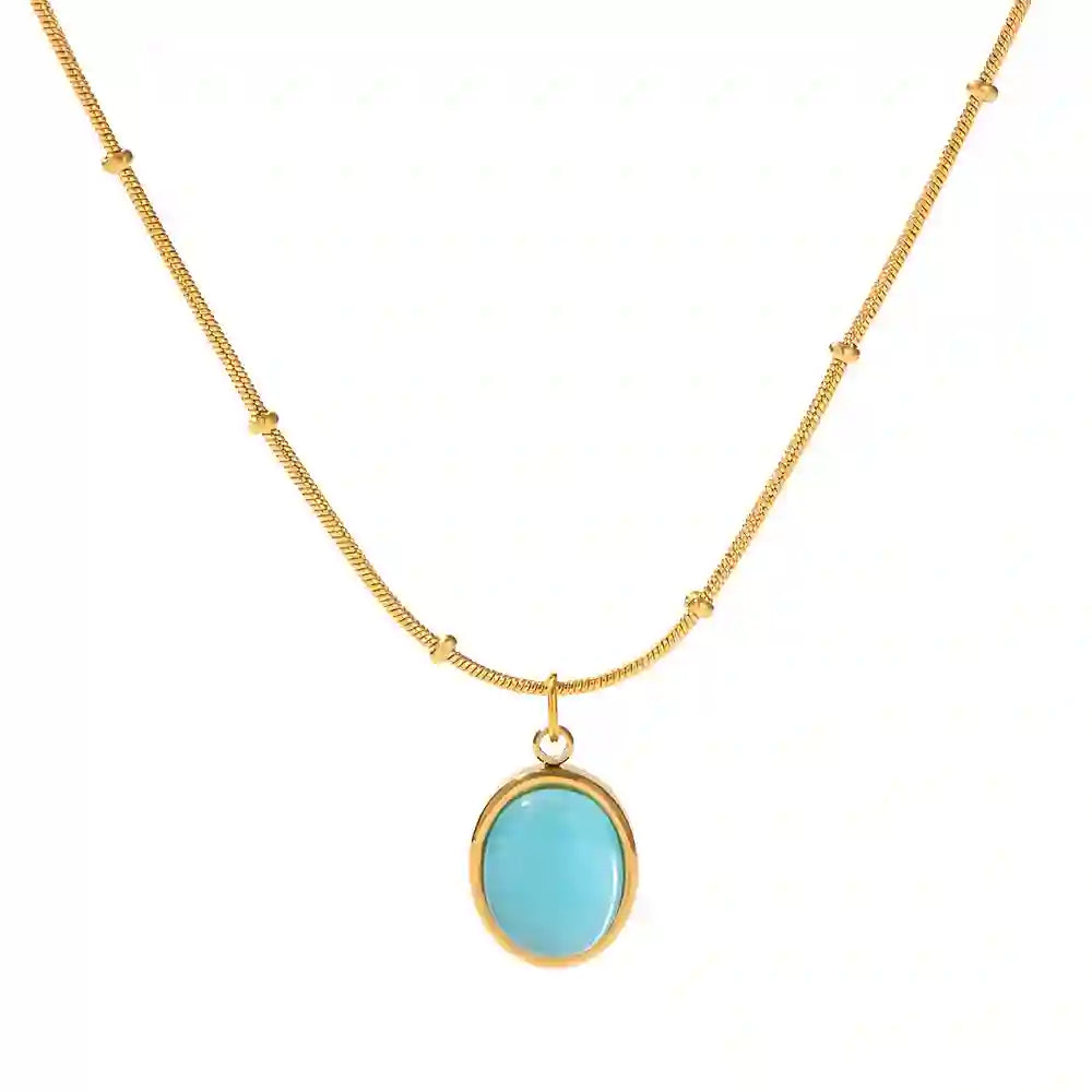 Buy blue circle pendant necklace. 18k Gold Plated at Mithra and Co.