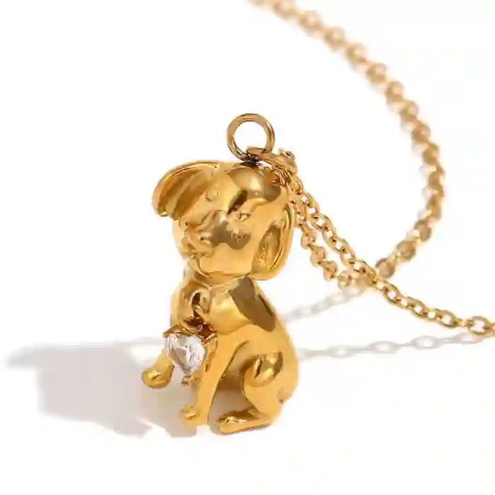Puppy Pendant - Shop 18k Gold Plated Necklace Online at Mithra and Co.