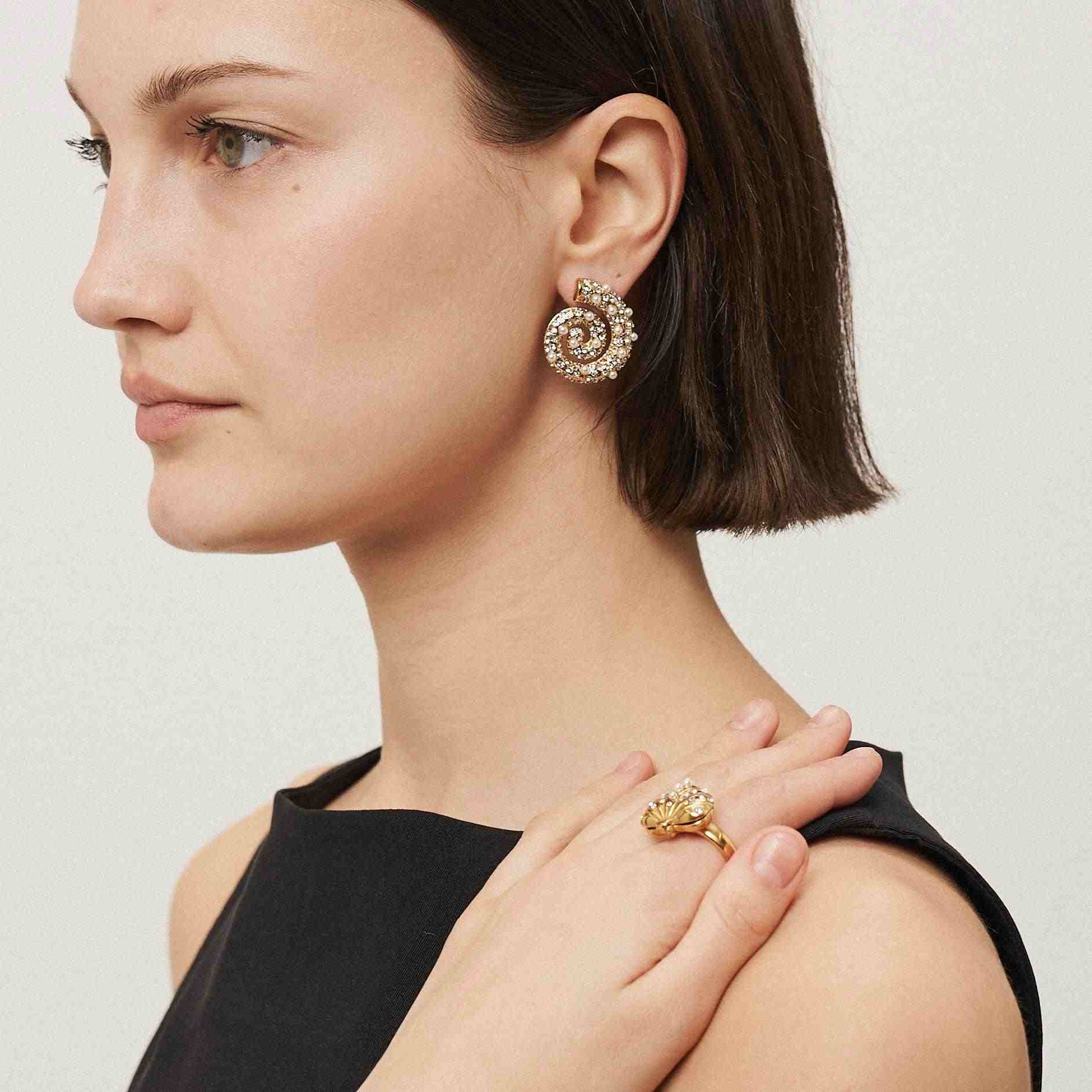 Girl Wearing 18k Gold plated Ring. Buy Online at Mithra and Co.