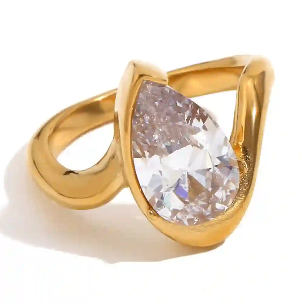 Buy Zirconia Ring - Ezmera. 18k Gold Plated at Mithra and Co.
