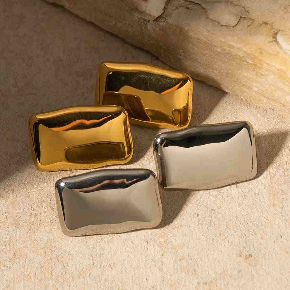 Shop 18k Gold Plated and 925 silver plated Rectangle Shape Earrings - Pharaoh Silver.