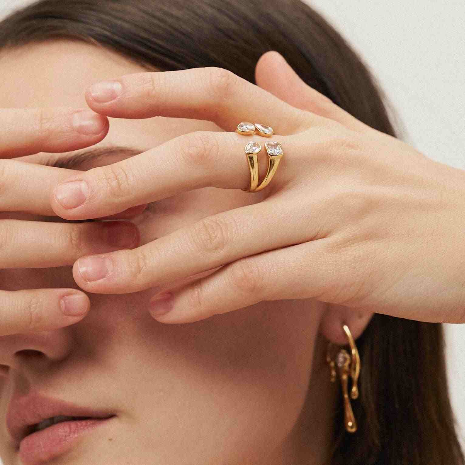GIrl Wearing Tetra Ring - Buy Now.