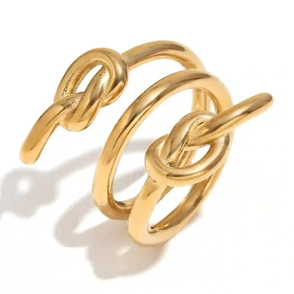 3 Layer Spiral Ring With Knot, Shop 18k Gold Plated Ring at Mithra and Co.