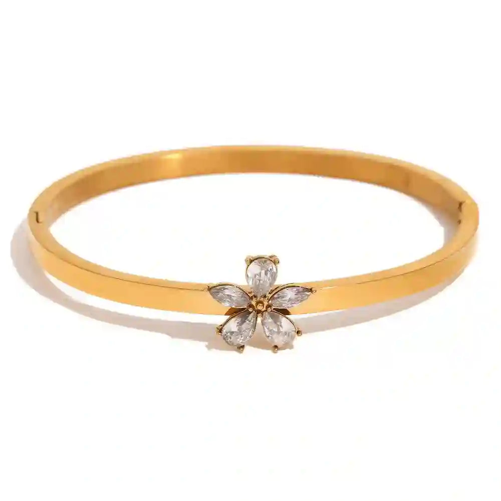 Flower Bangle - Bonsai - 18k Gold Plated. Buy Online at Mithra and Co.