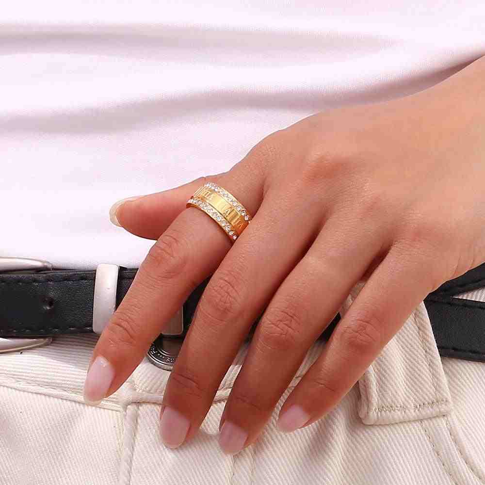 Girl Wearing Gold Plated Ring. Buy now at Mithra and Co.