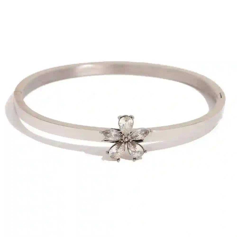 Flower Bangle - Bonsai - Silver Plated. Buy Online at Mithra and Co.