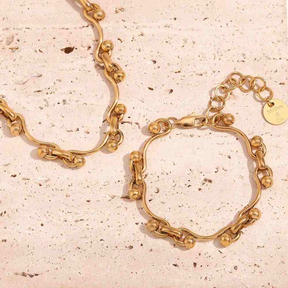 Gold Plated Handmade Chain Bracelet - Aristo. Buy Online at Mithra and Co.