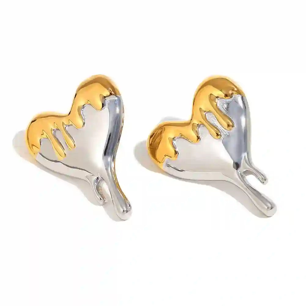 18k Gold and 925 silver Plated Heart Stud Earrings - Melt My Heart. Buy Online at Mithra and Co.