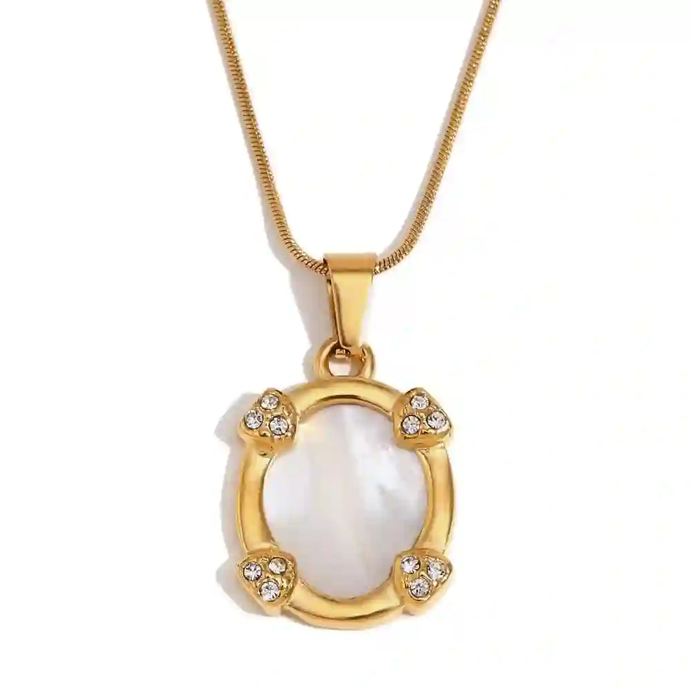 Shop 18k Gold Plated White Marble Pendant - Mirage Necklace Online at Mithra and Co.