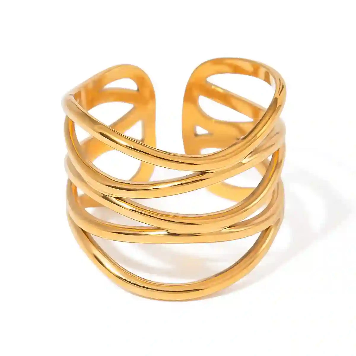 Shop 18k Gold Plated Stainless Steel Ring - Strata at Mithra and Co.