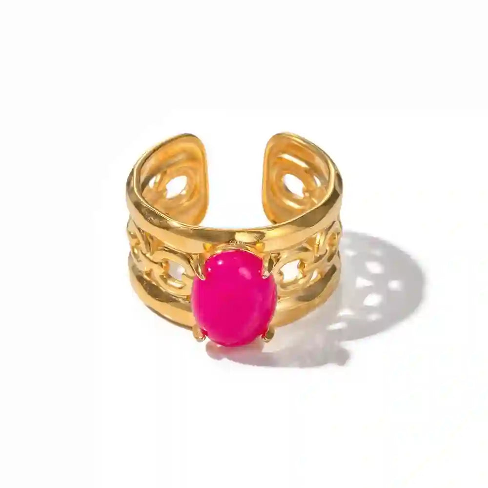 Buy Plated Gold Ring with a Pink Stone - Berry Blush Online at Mithra and Co.