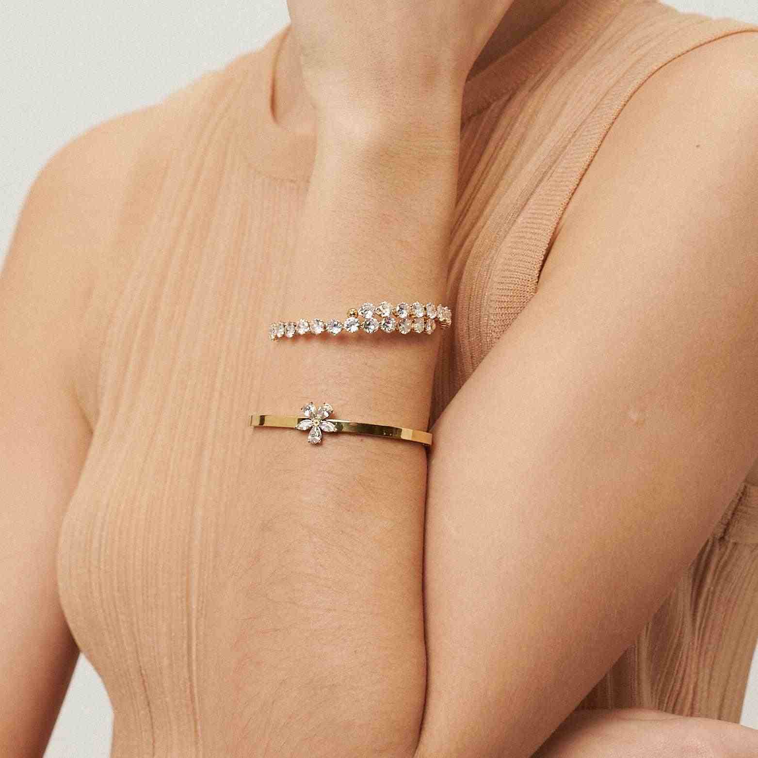 Girl Wearing 18k Gold Plated bangles. Shop Online.