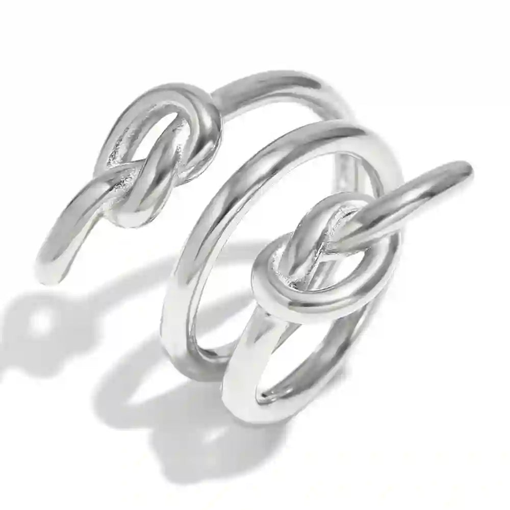 3 Layer Spiral Ring With Knot, Shop Silver Plated Ring at Mithra and Co.