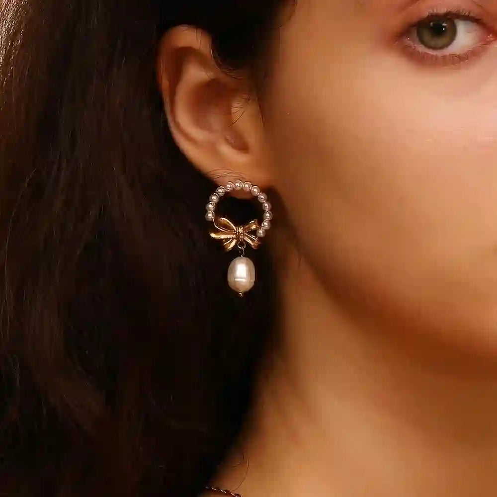 18k Gold plated Dahlia Earring Shop Online - Mithra and Co