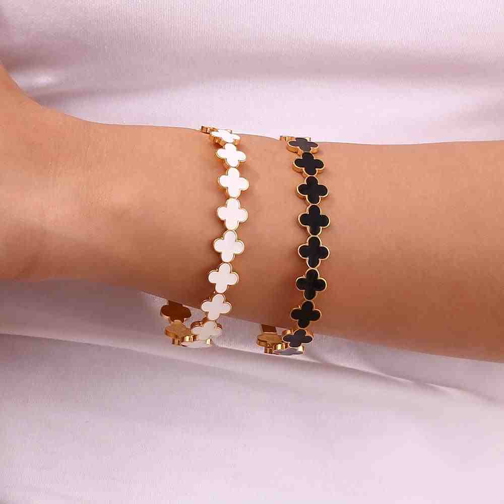 Girl wearing Gold Plated Cuff bangle - Ebony Black. Buy Online at Mithra and Co.