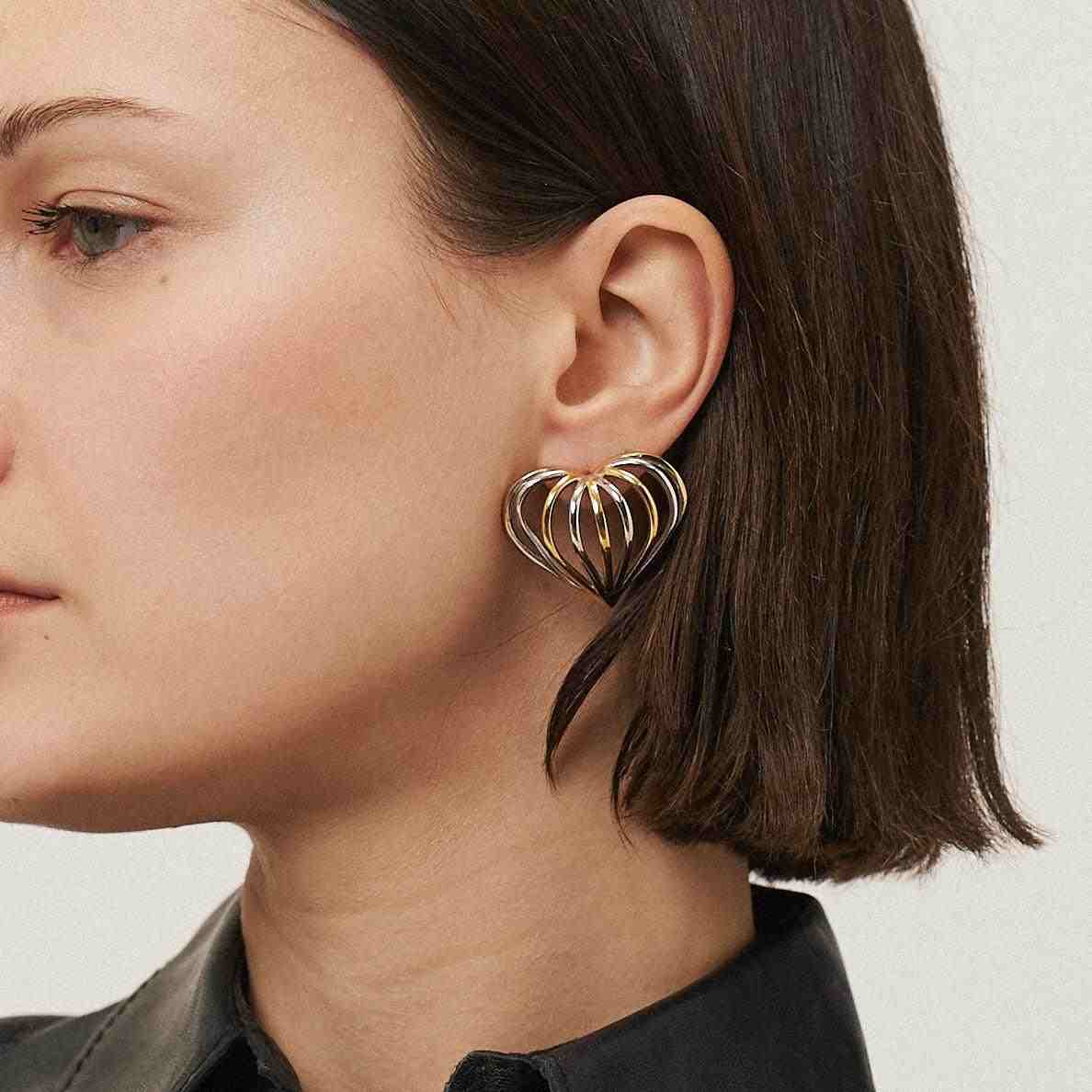 Wearing Caged Love - Shop 18k Gold plated Earrings Online at Mithra and Co.
