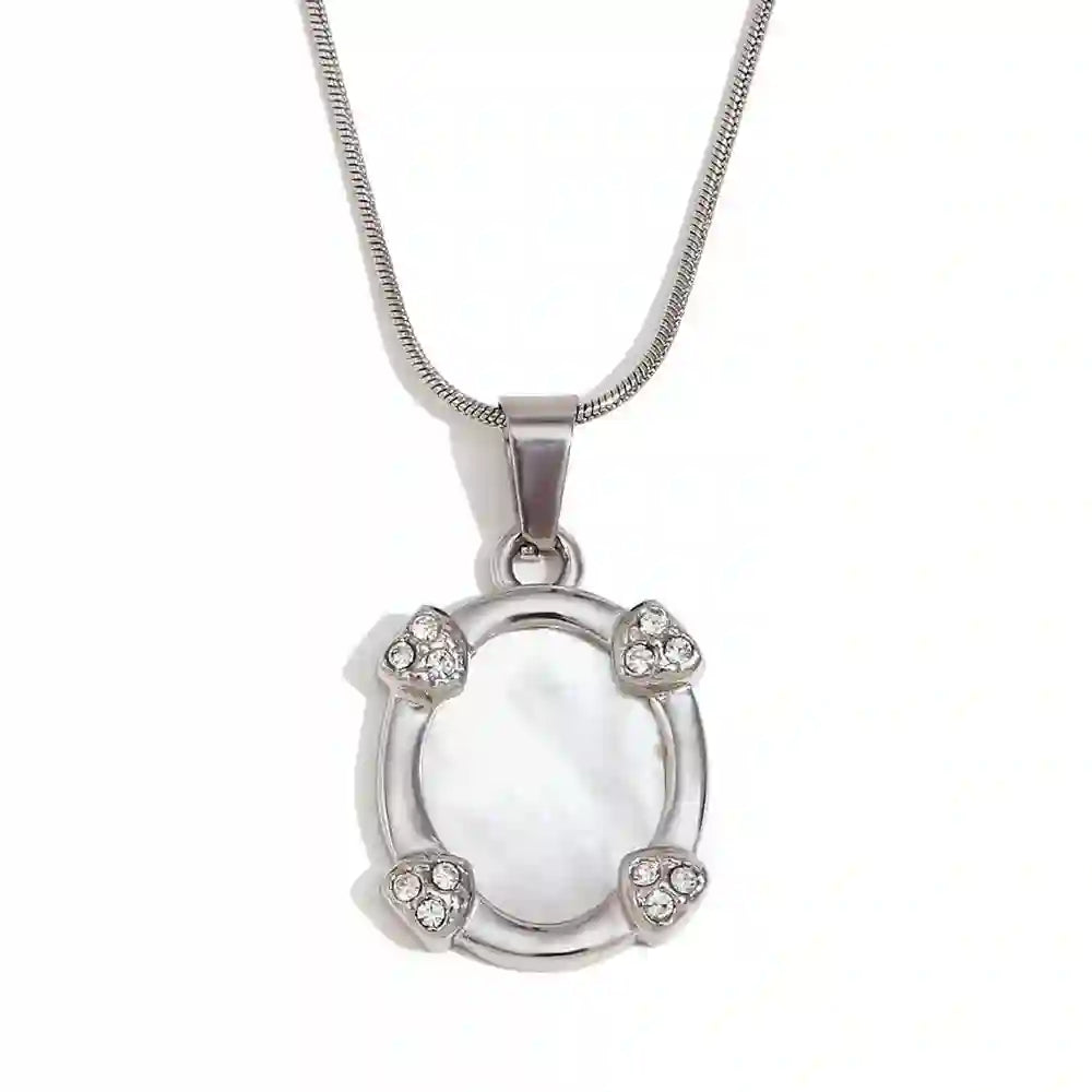 Shop 925 Silver Plated White Marble Pendant - Mirage Necklace Online at Mithra and Co.