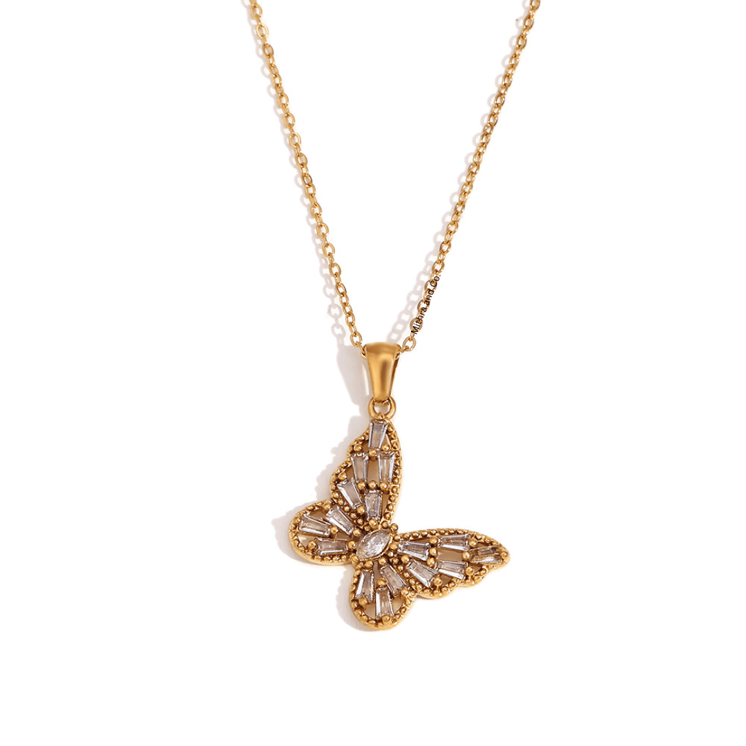 Enchanted Flutter, 18k gold plated Butterfly shape necklace, Buy Online at Mithra and Co Pakistan.