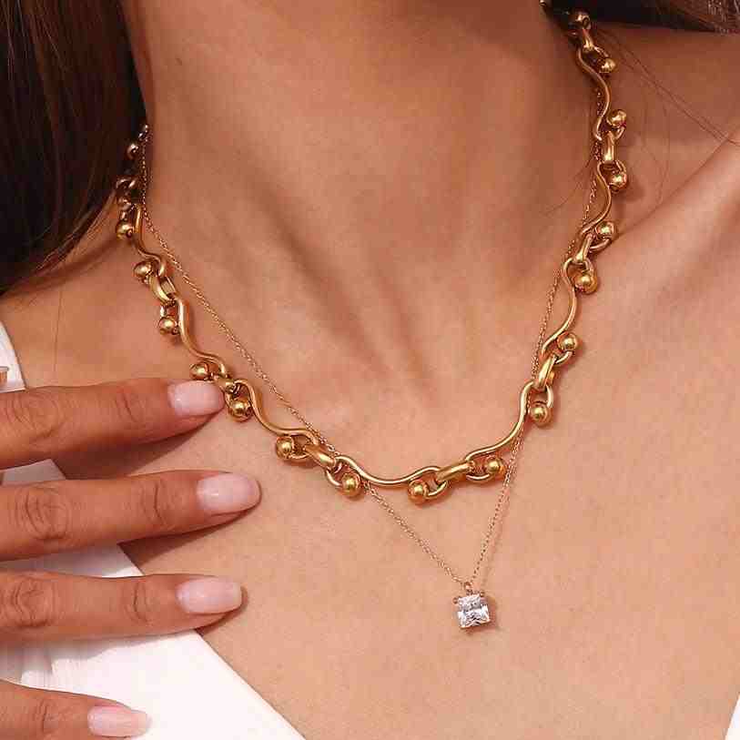 Crushed ice square necklace
