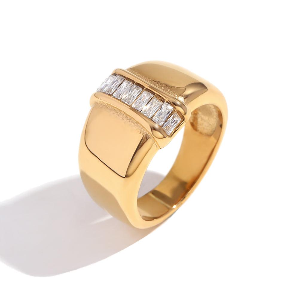 Shop 18k Gold plated Stripe Ring - Bacadi Online at Mithra and Co.