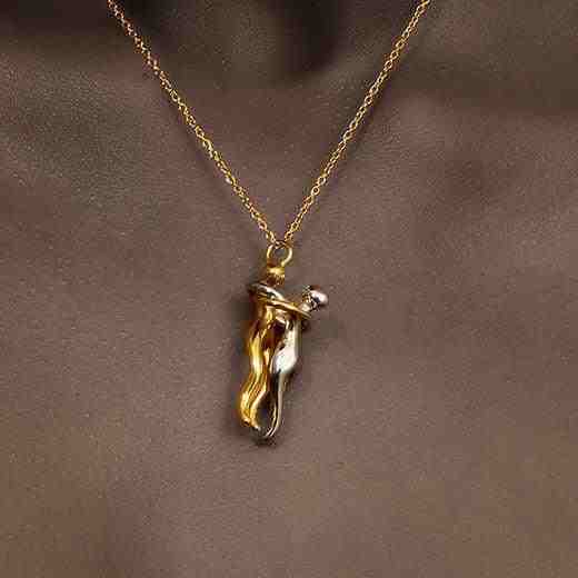 18k Gold and silver Plated You & Me Couple Hug Necklace - Shop Online.