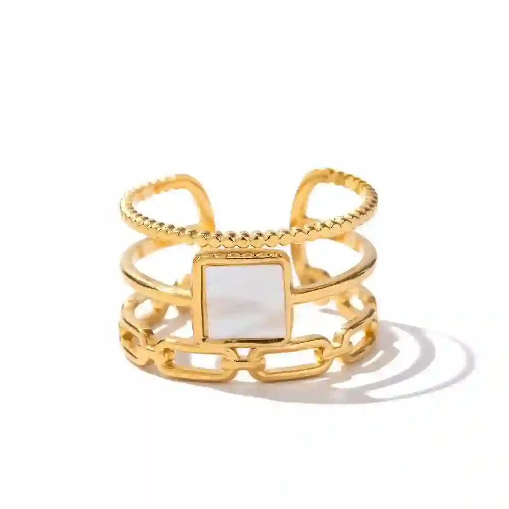 Buy Amulet RIng - White. 18k Gold Plated at Mithra and Co.